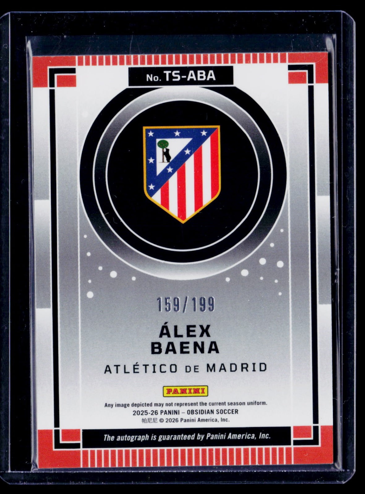 Alex Baena Panini 2026 Obsidian auto /199 TSA-ABA NM