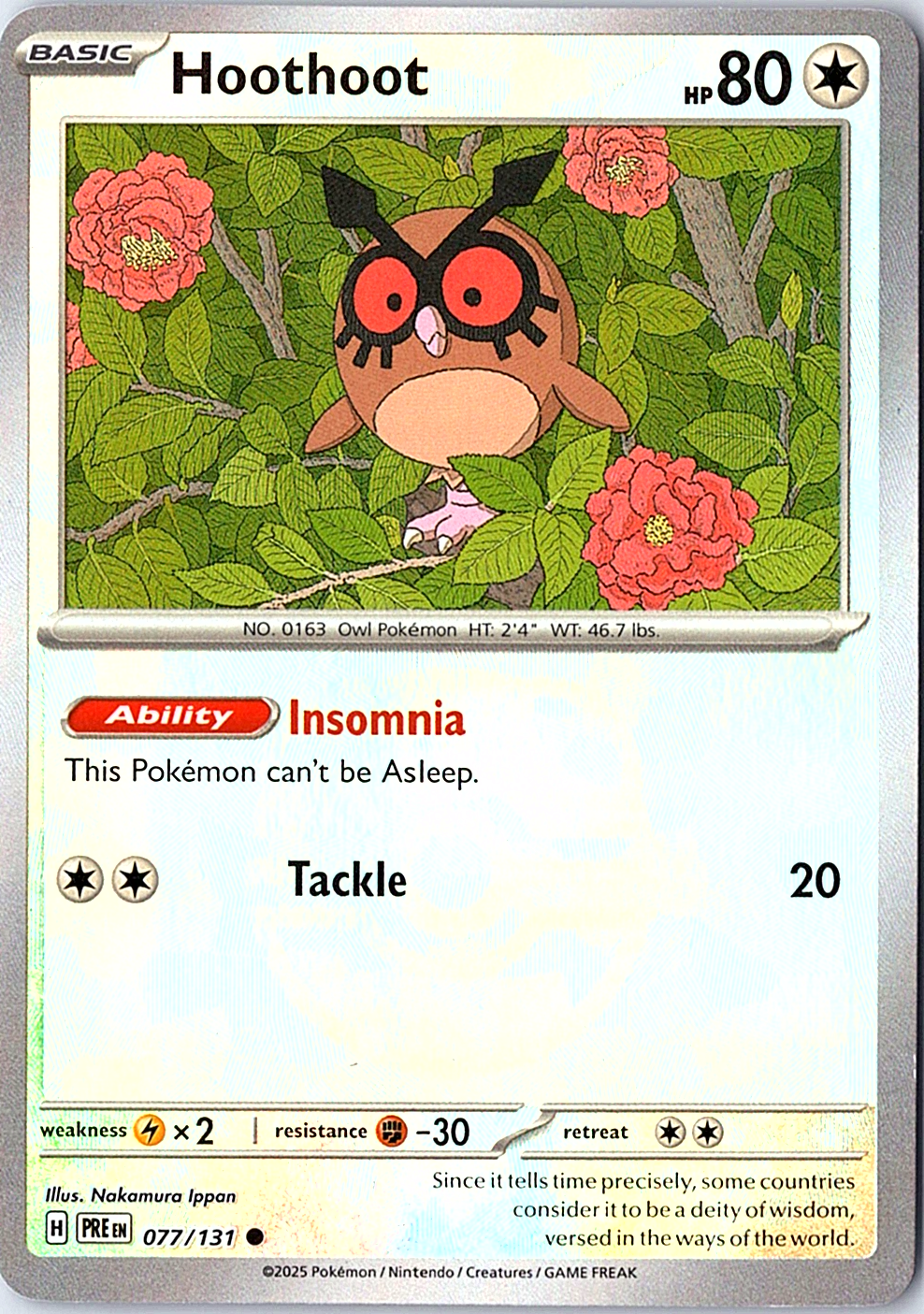 Hoothoot (Master Ball Pattern) Common SV: Prismatic Evolutions 077/131 NM