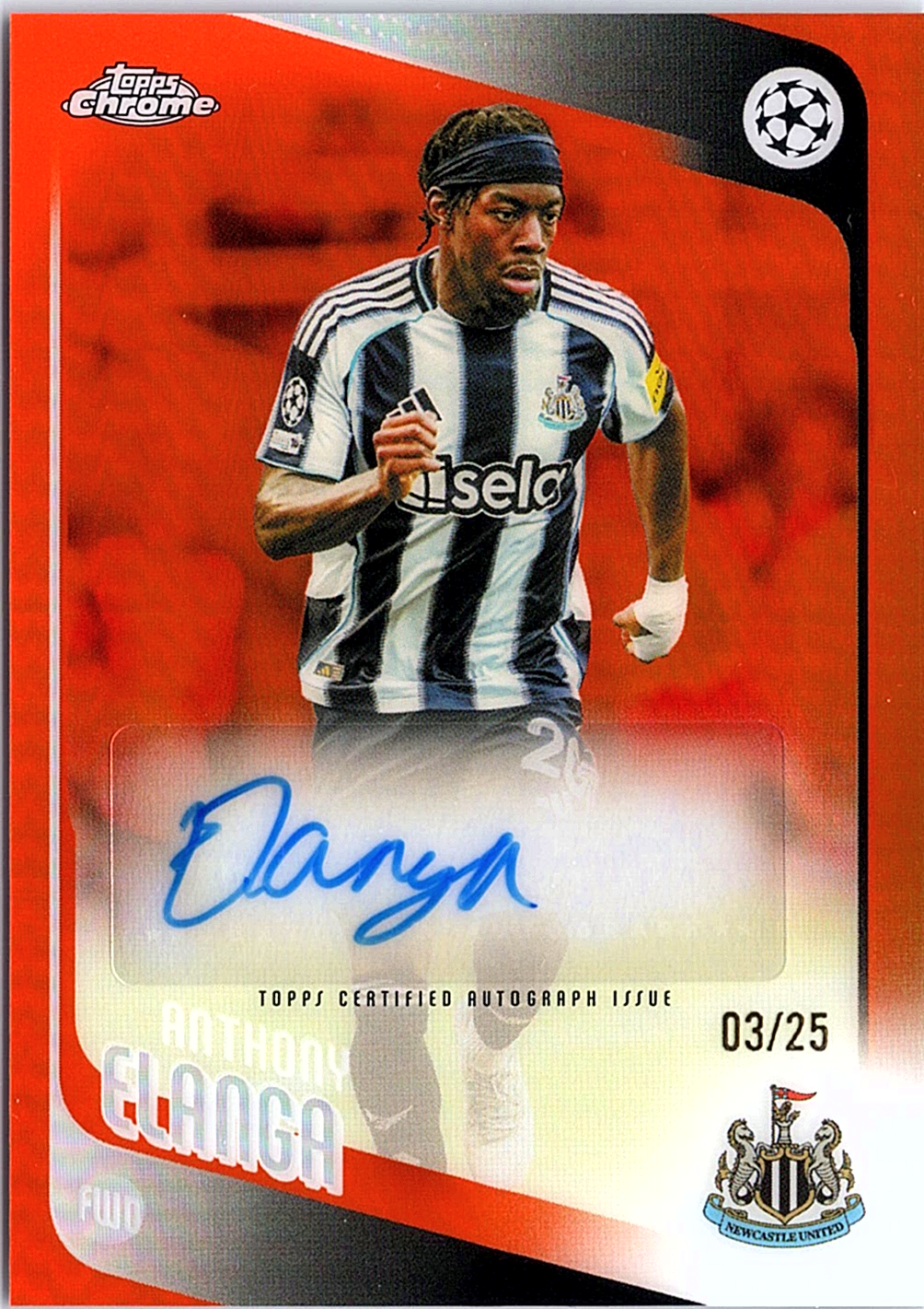 Anthony Elanga Stadium Club Chrome UEFA Champions League - Chrome Auto /25 NM