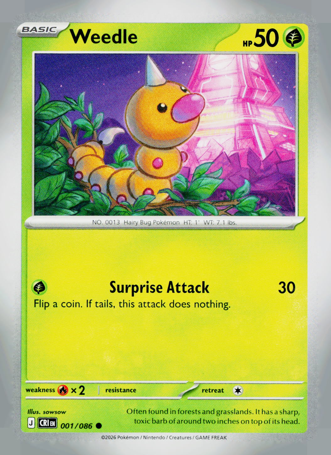 Weedle CRI 001/086 NM