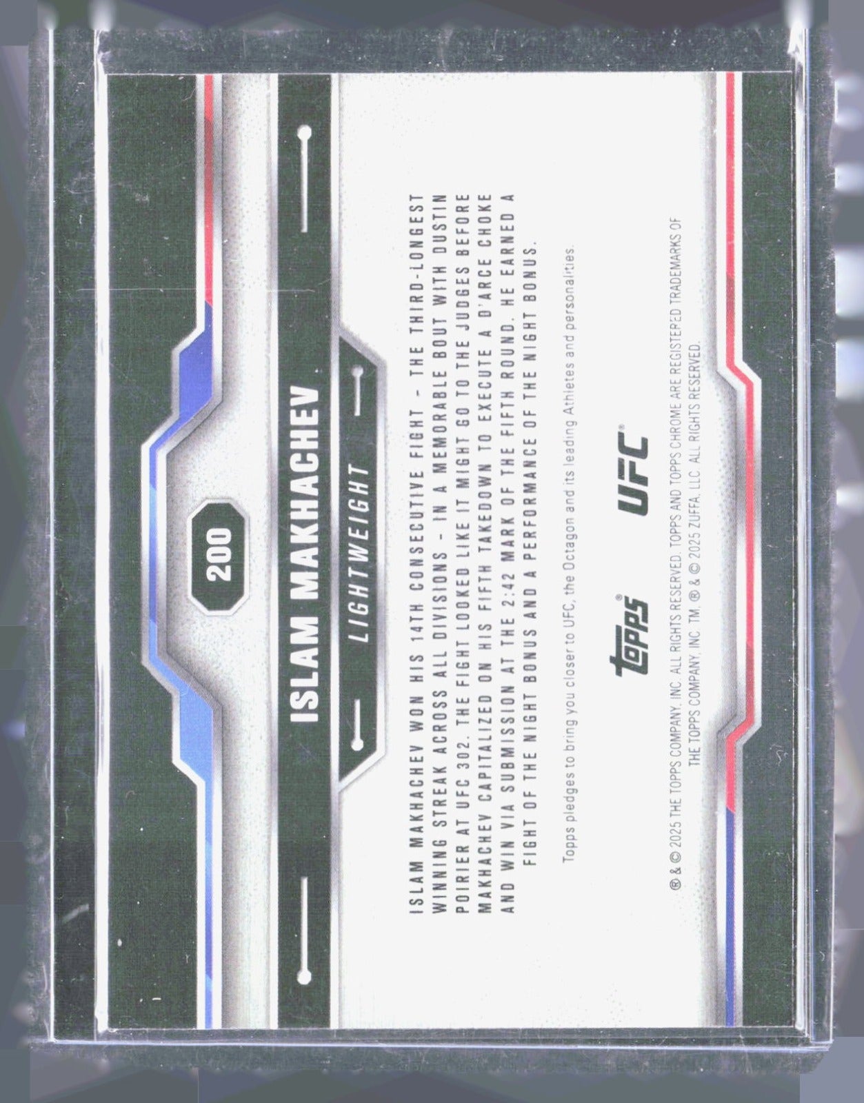 2025 Topps Chrome UFC - Red & Blue Refractor Islam Makhachev 200 UFC