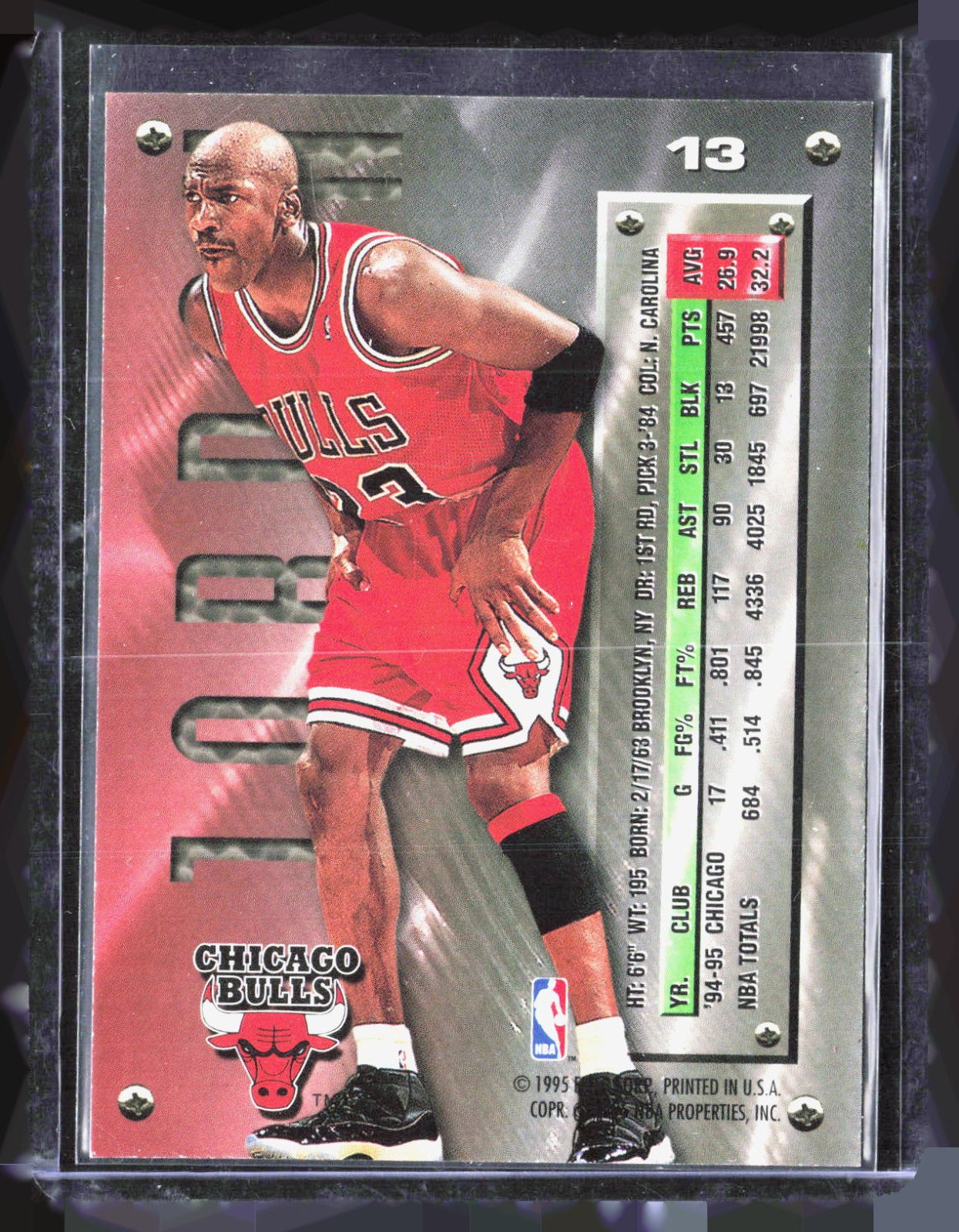 1995-96 Metal Michael Jordan 13 Basketball Chicago Bulls