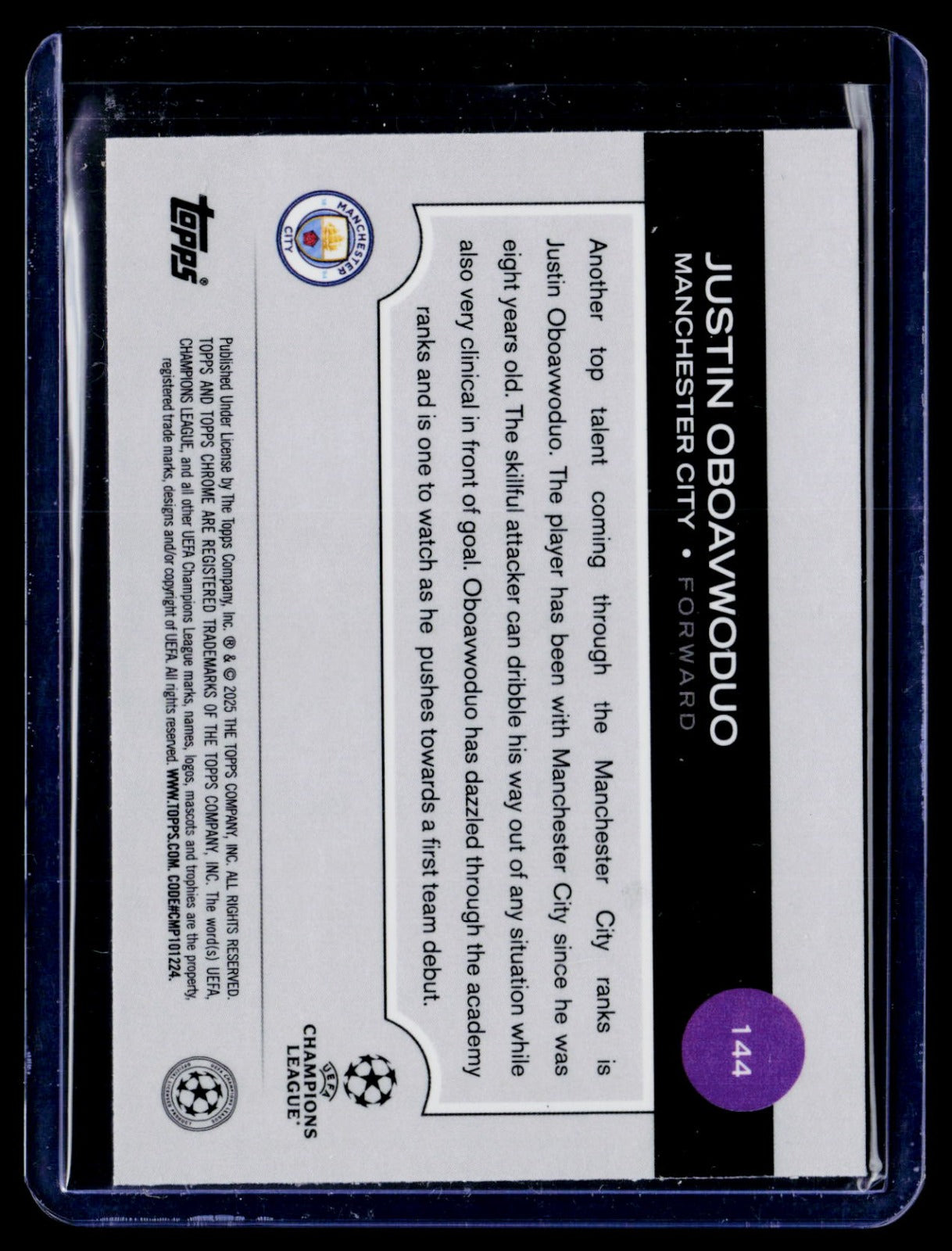 Justin Oboavwoduo Topps Chrome UEFA Club Competitions - Neon Green RayWave