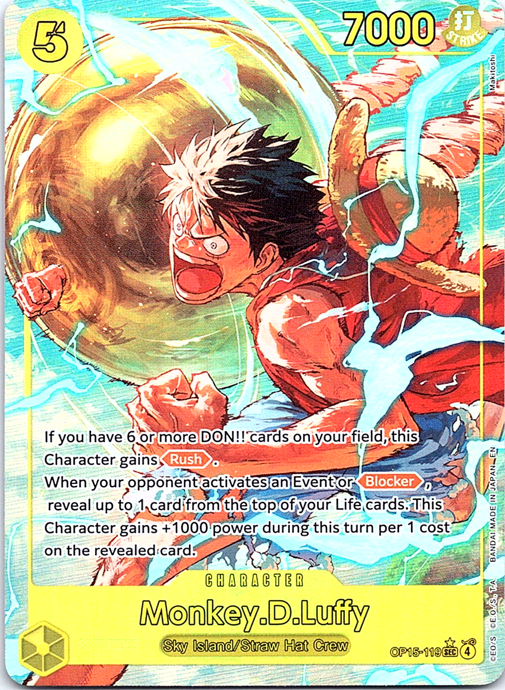 Monkey.D.Luffy () (Alternate Art) SEC Adventure on Kami's Island OP15-119 NM