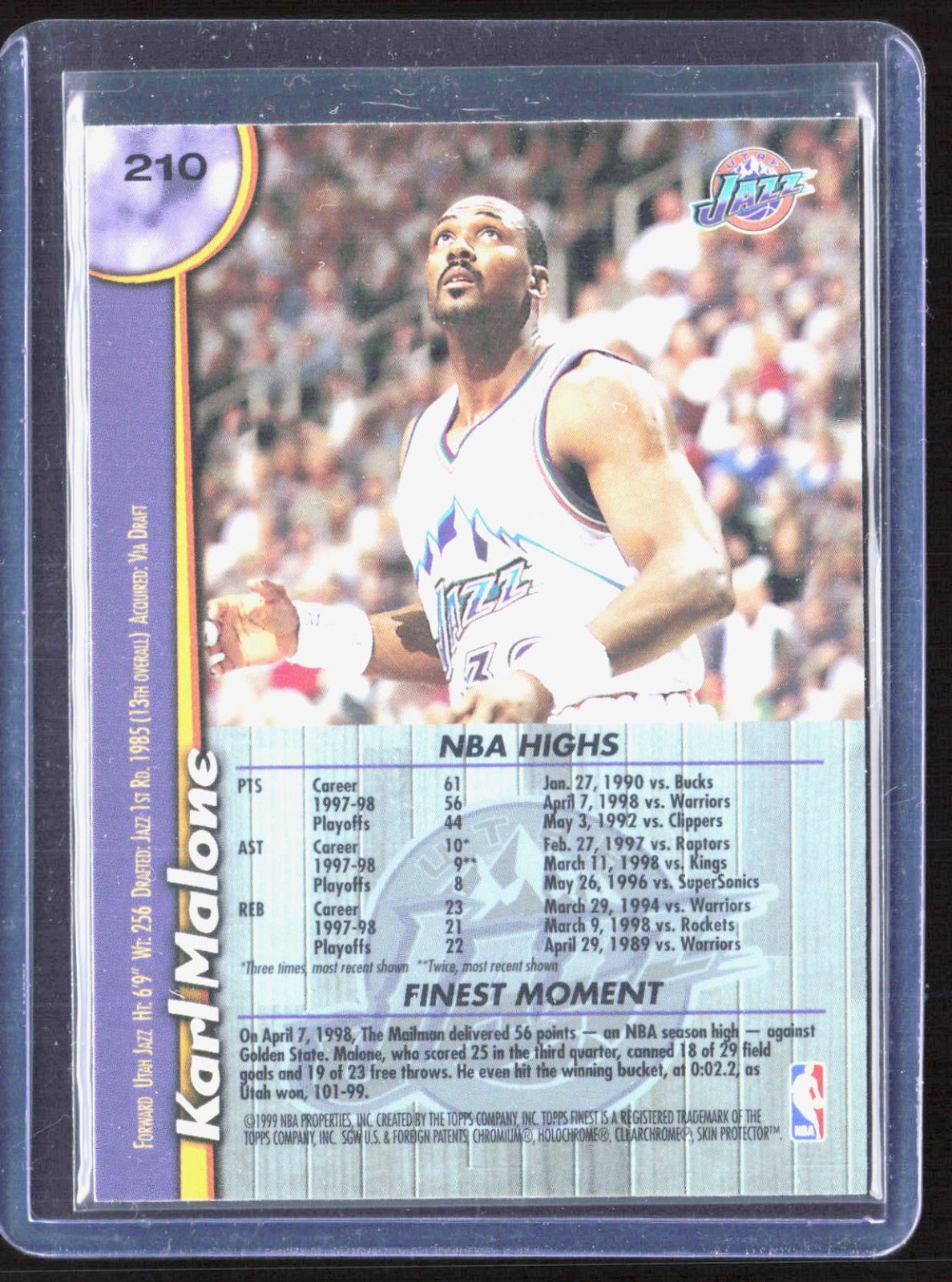 1998-99 Finest Karl Malone 210 Basketball Utah Jazz