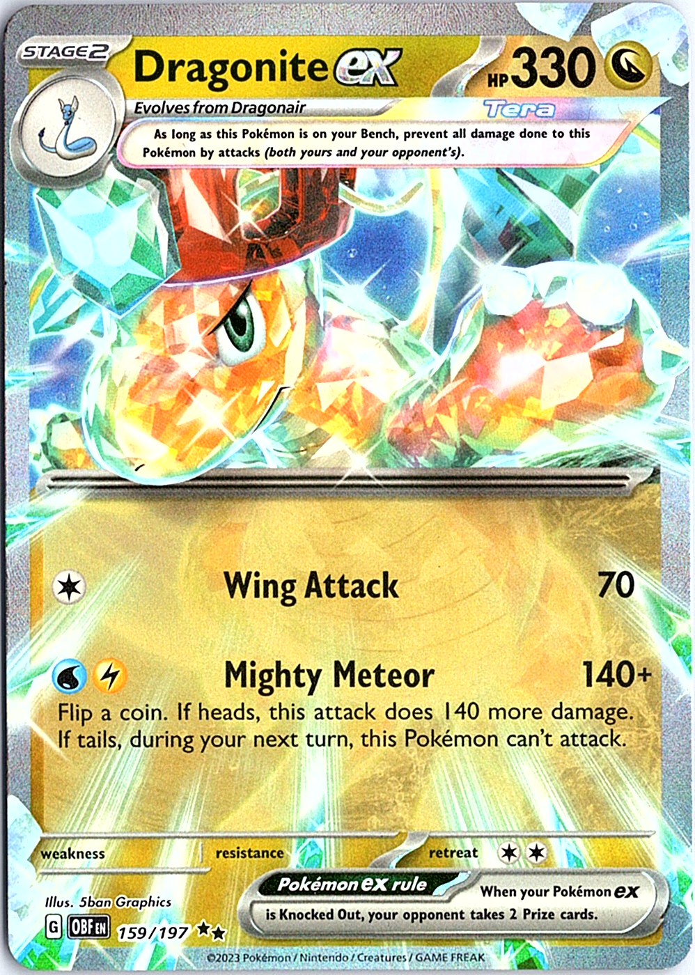 Dragonite ex Double Rare SV03: Obsidian Flames 159/197 NM