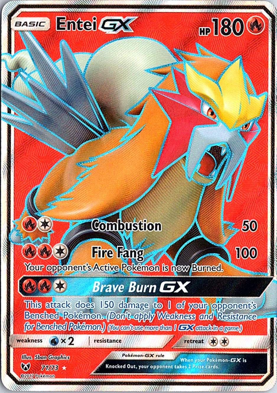 Entei GX (Full Art) Ultra Rare Shining Legends 71/73 NM
