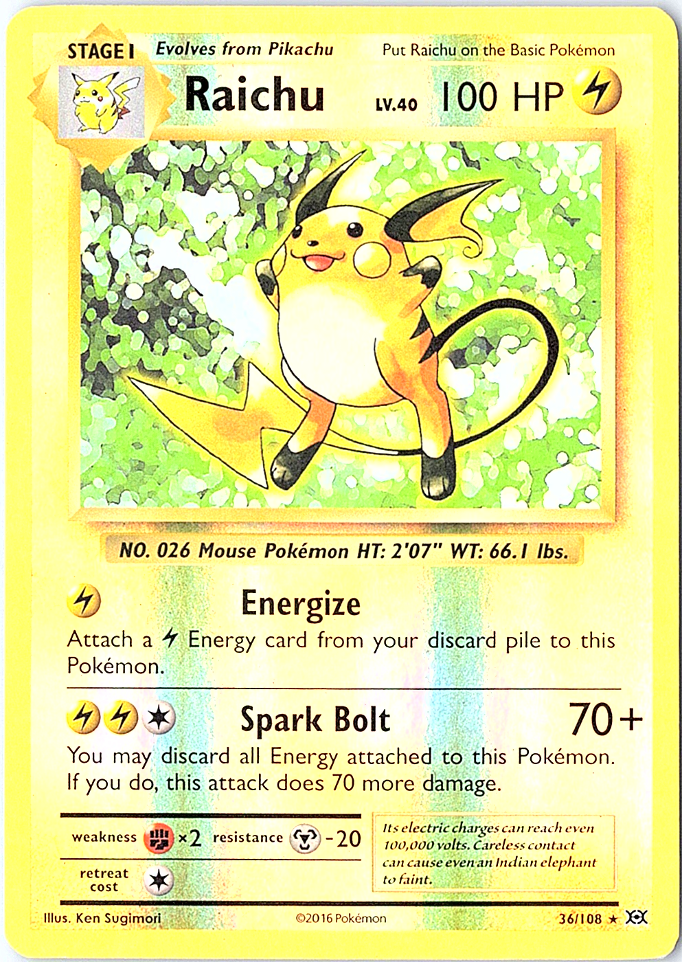 Raichu Holo Rare XY - Evolutions 36/108 NM