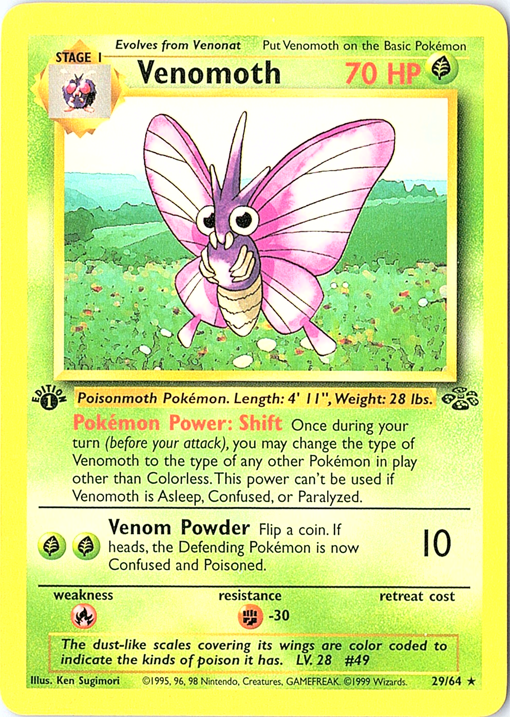 Venomoth (29) Rare Jungle 29/64 1st Edition NM
