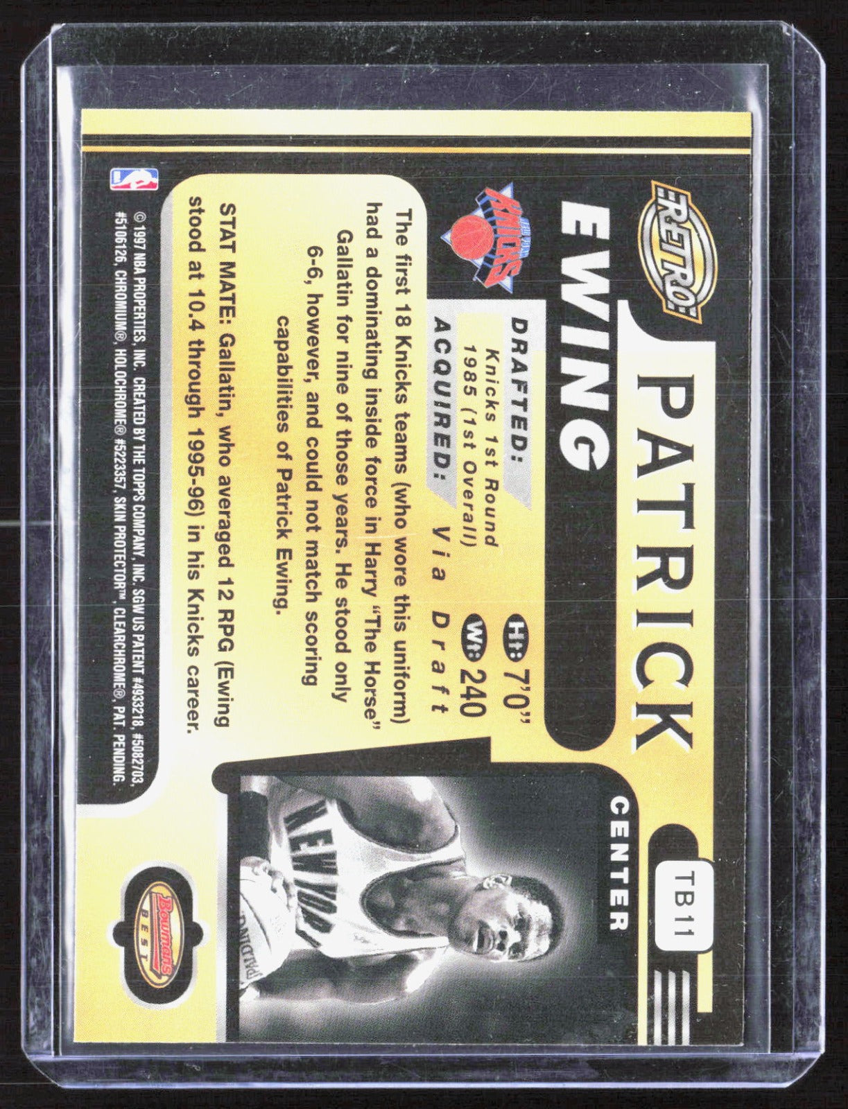 1996-97 Bowman's Best Patrick Ewing TB11 Basketball New York Knicks