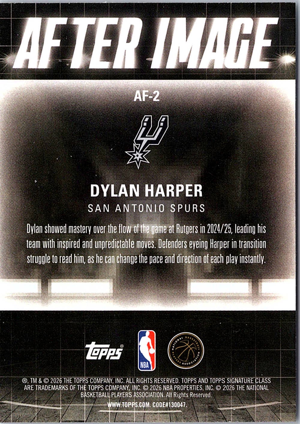 2025-26 Topps Chrome - Go Time Dylan Harper GT-17 Basketball San Antonio Spurs (Back)