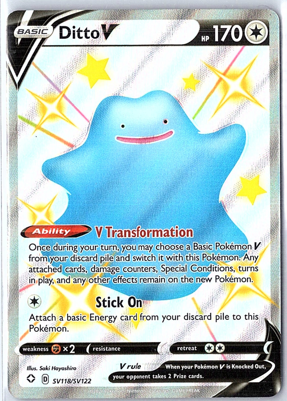 Ditto V Shiny Holo Rare Shining Fates: Shiny Vault SV118/SV122 NM