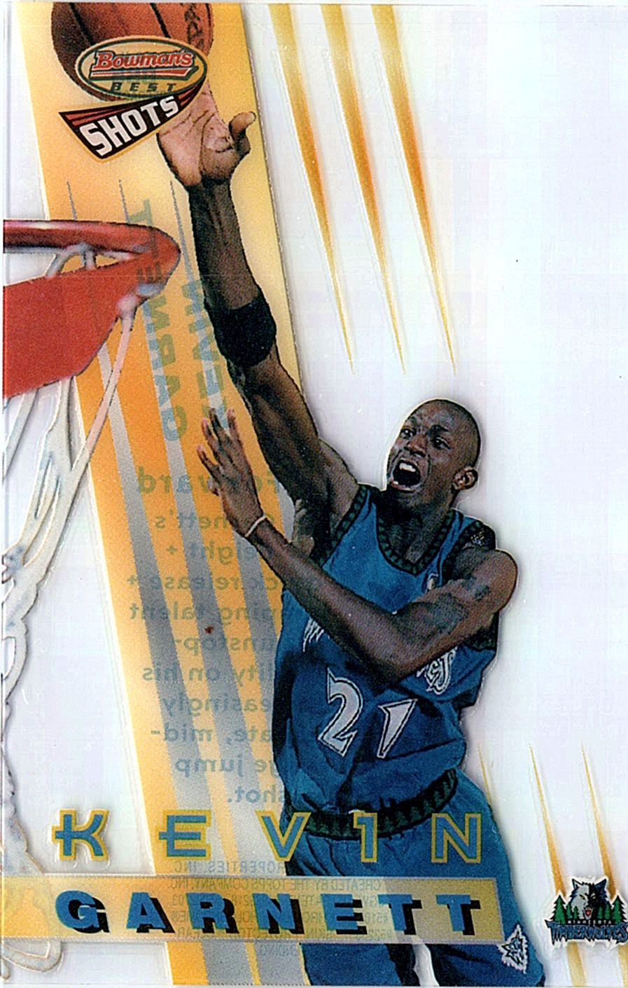 1996-97 Bowman's - Best Shots Refractor Kevin Garnett BS5 Minnesota Timberwolves