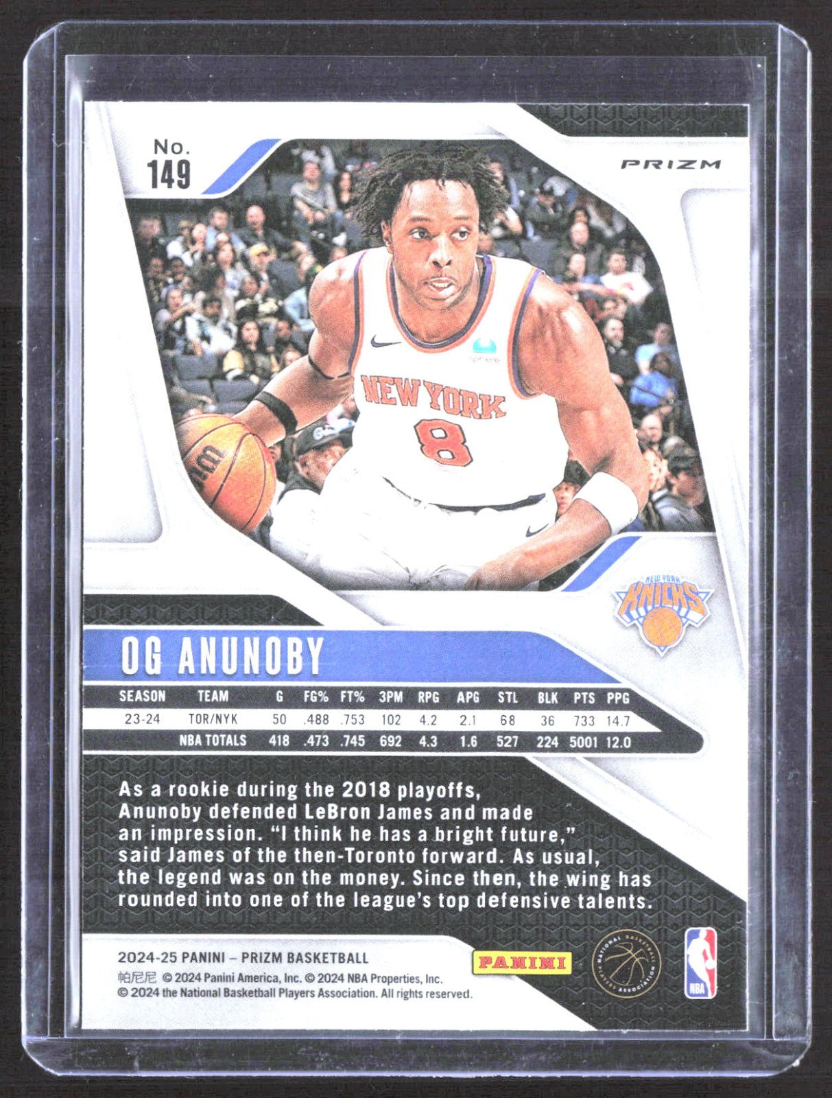 2024-25 Panini Prizm - Prizms Ice OG Anunoby 149 Basketball New York Knicks