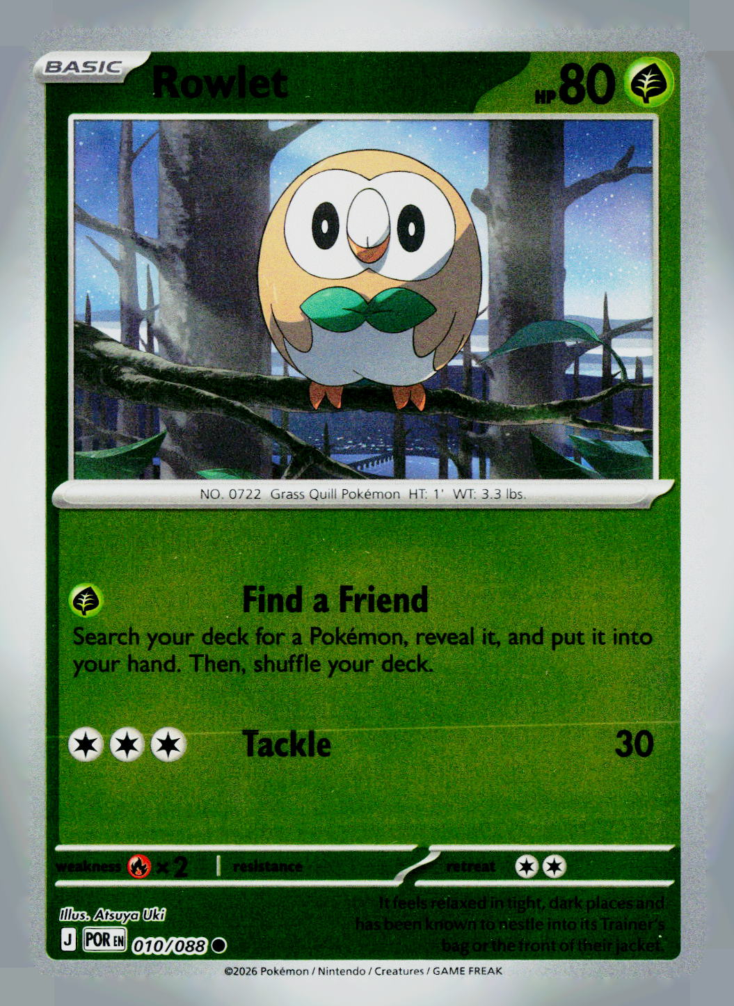 Rowlet POR 010/088 Reverse Holo NM