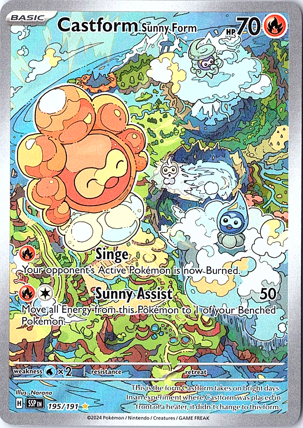 Castform Sunny Form Illustration Rare SV08: Surging Sparks 195/191 NM