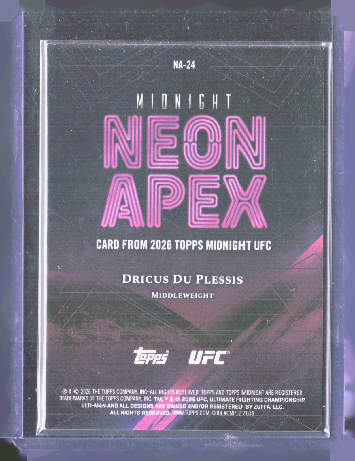 2026 Topps Midnight UFC - Neon Apex Dricus Du Plessis NA-24 UFC