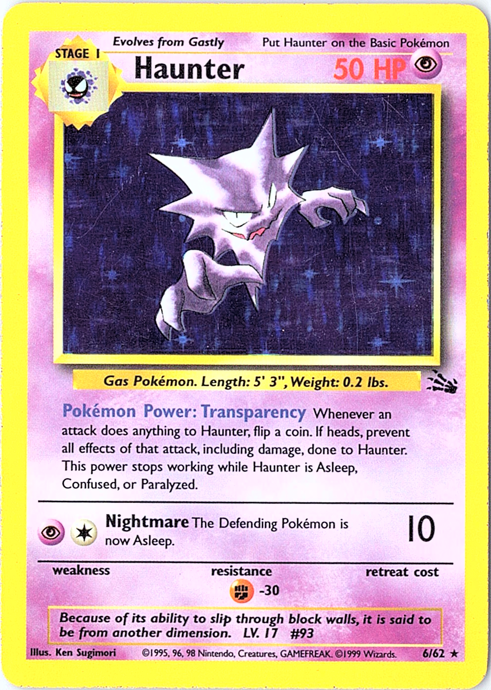 Haunter (6) Holo Rare Fossil 06/62 LP