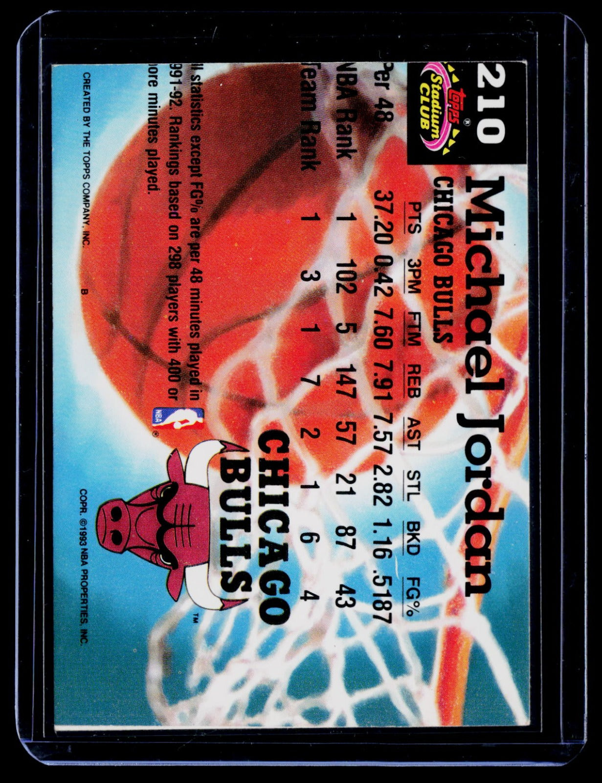 1992-93 Stadium Club Michael Jordan 210 Basketball Members Choice