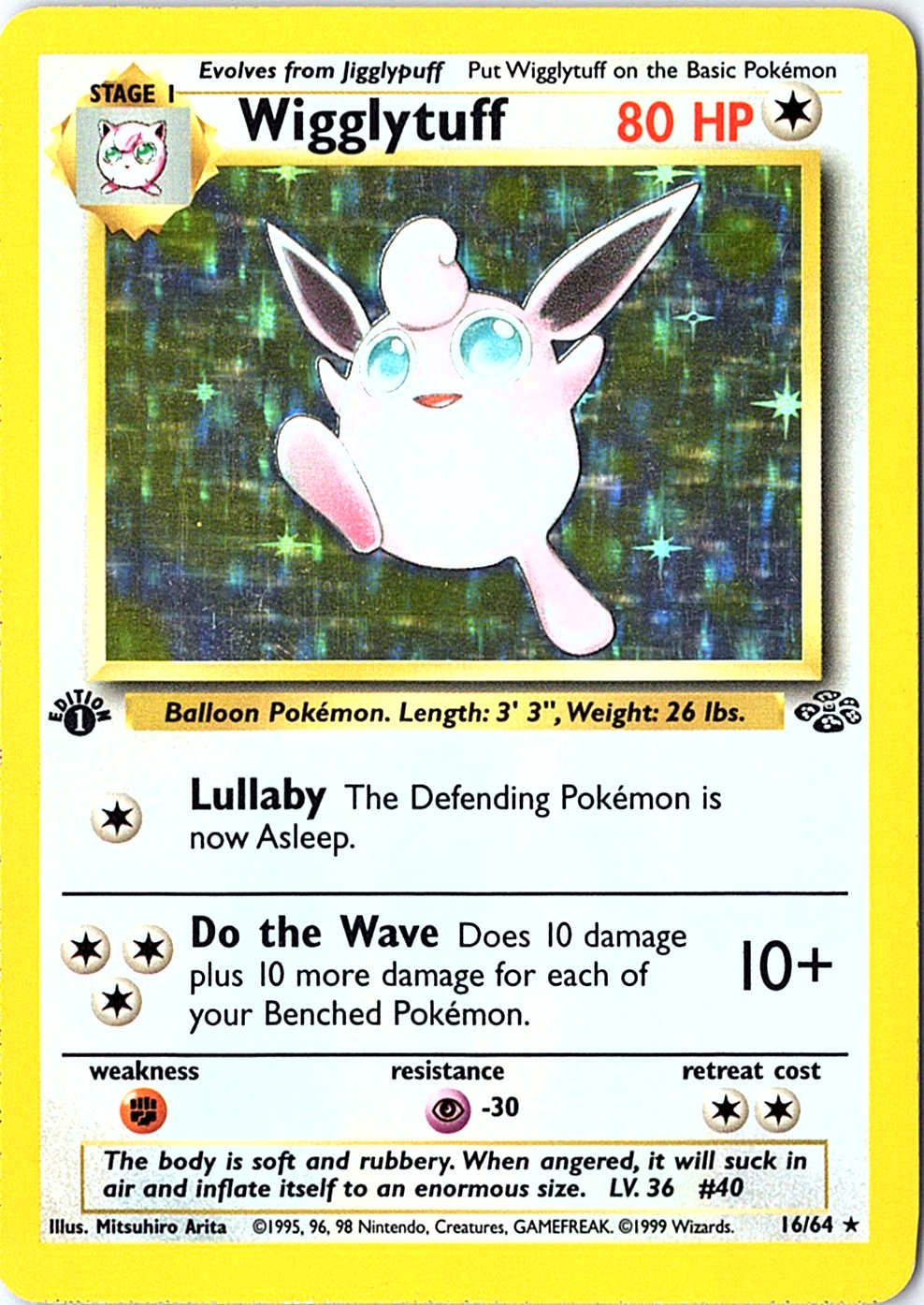 Wigglytuff (16) Holo Rare Jungle 16/64 1st Edition NM