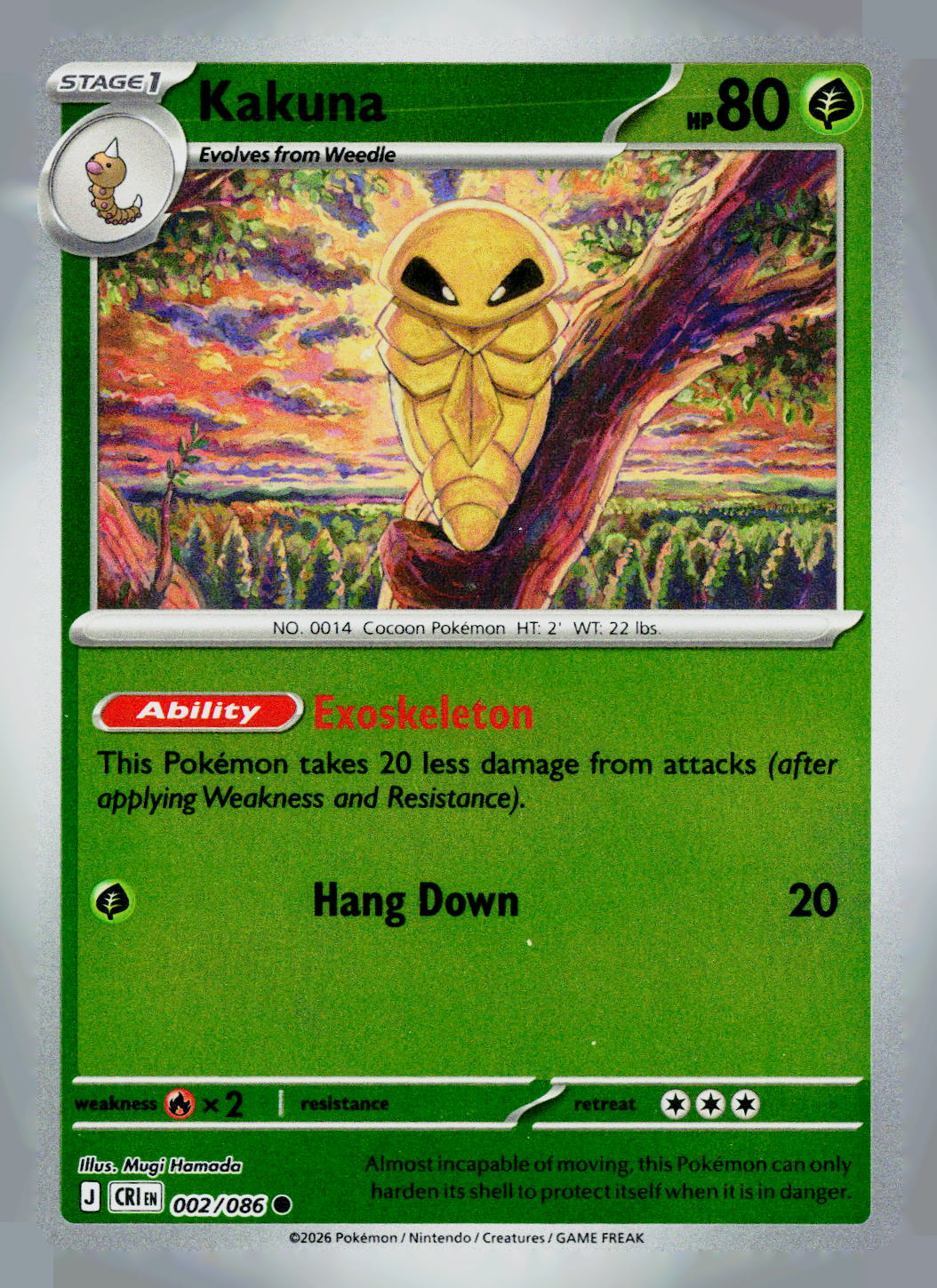 Kakuna CRI 002/086 Reverse Holo NM