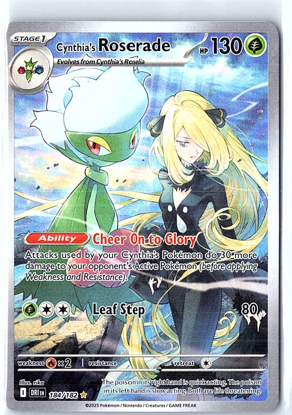 Cynthia's Roserade Illustration Rare SV10: Destined Rivals 184/182 NM
