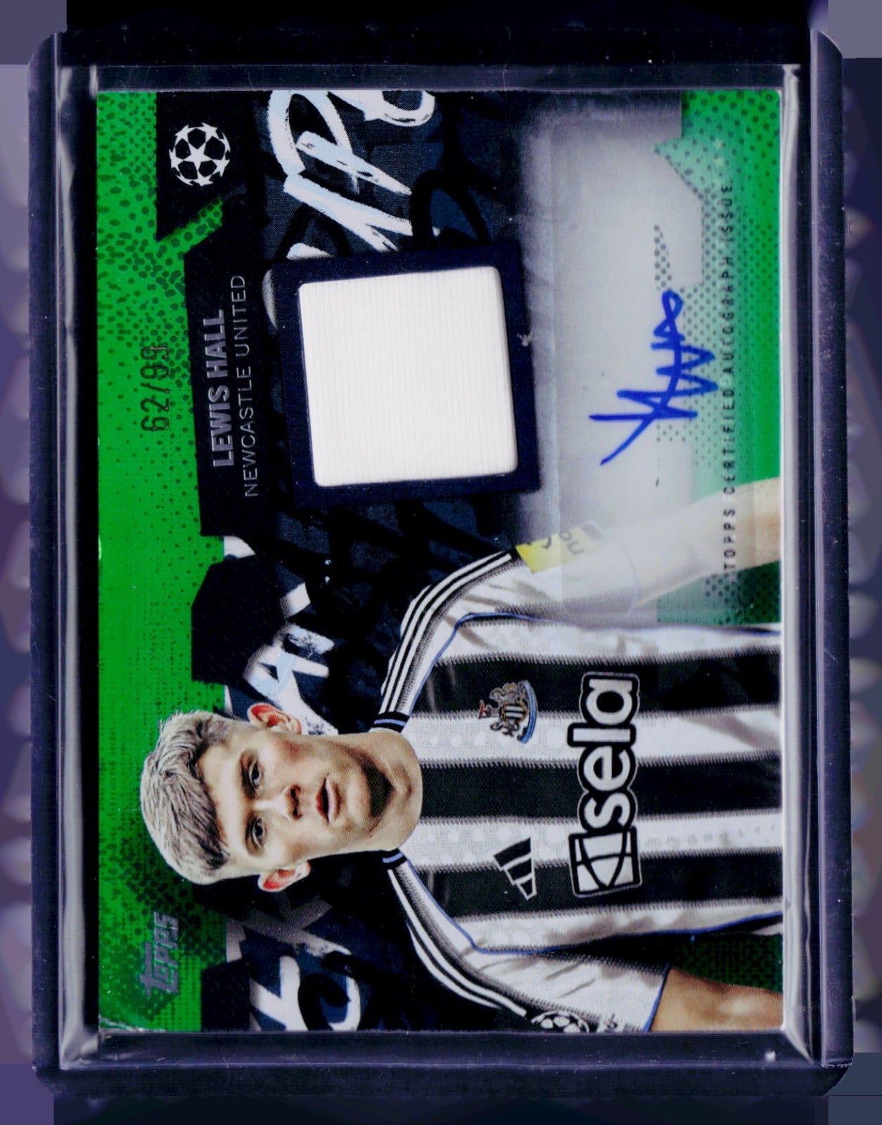 Lewis Hall Topps UEFA Club Competitions Topps Superstar Auto Relics Green Foil