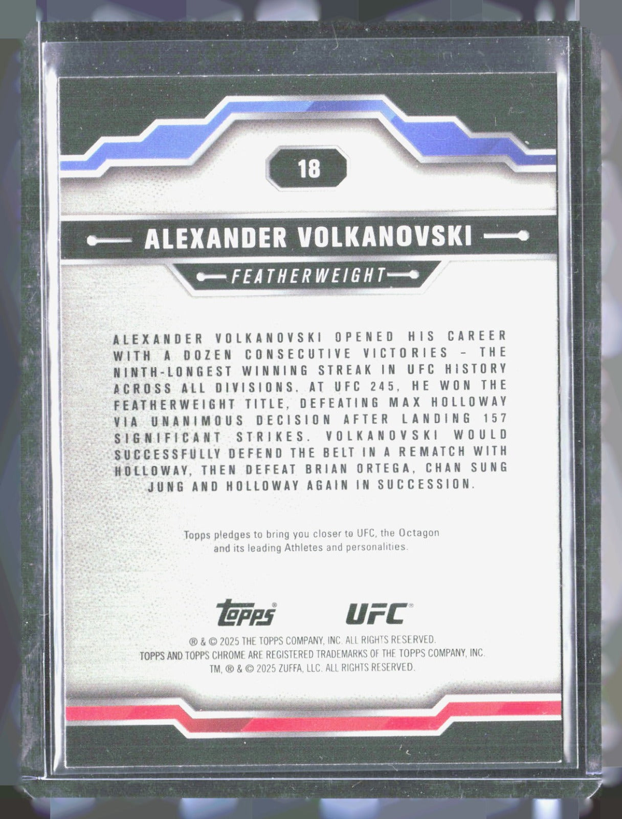 2025 Topps Chrome UFC - X-Fractor Alexander Volkanovski 18 UFC
