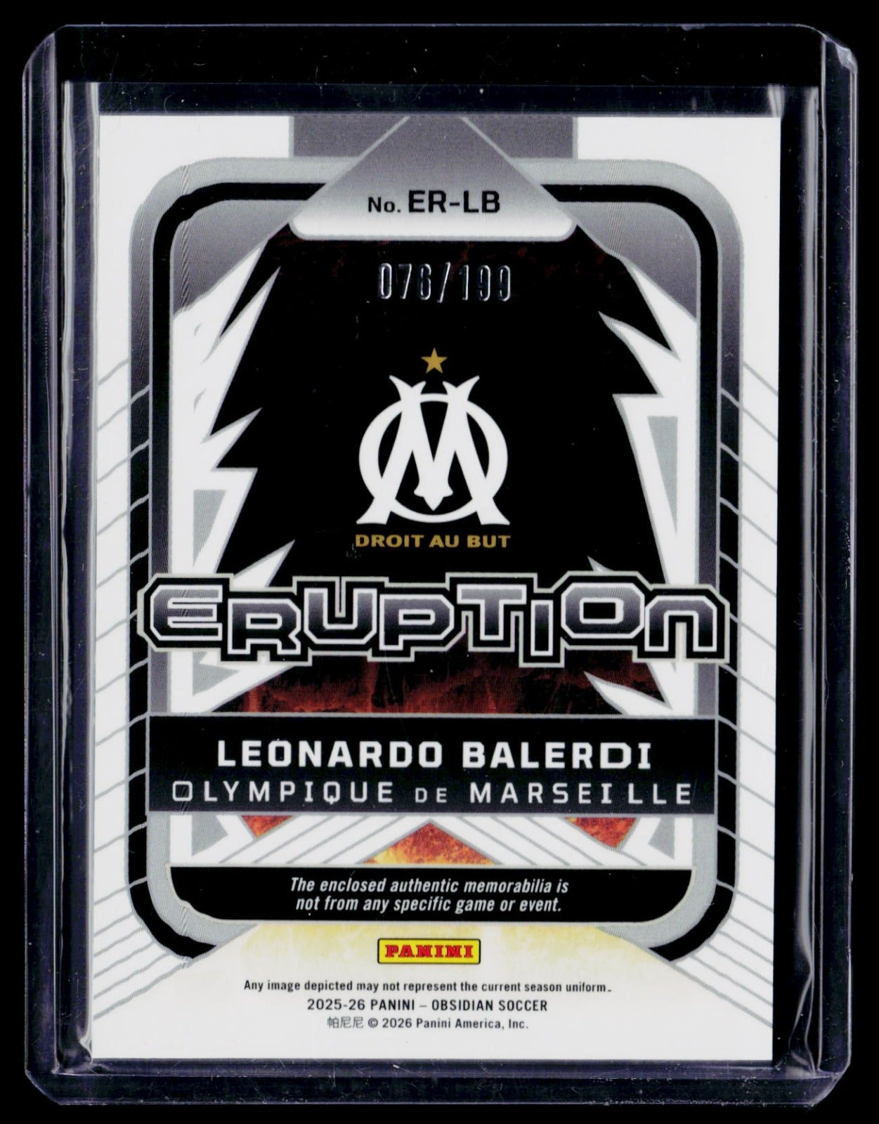 Leonardo Balerdi Panini Obsidian - Eruption ER-LB /199 NM