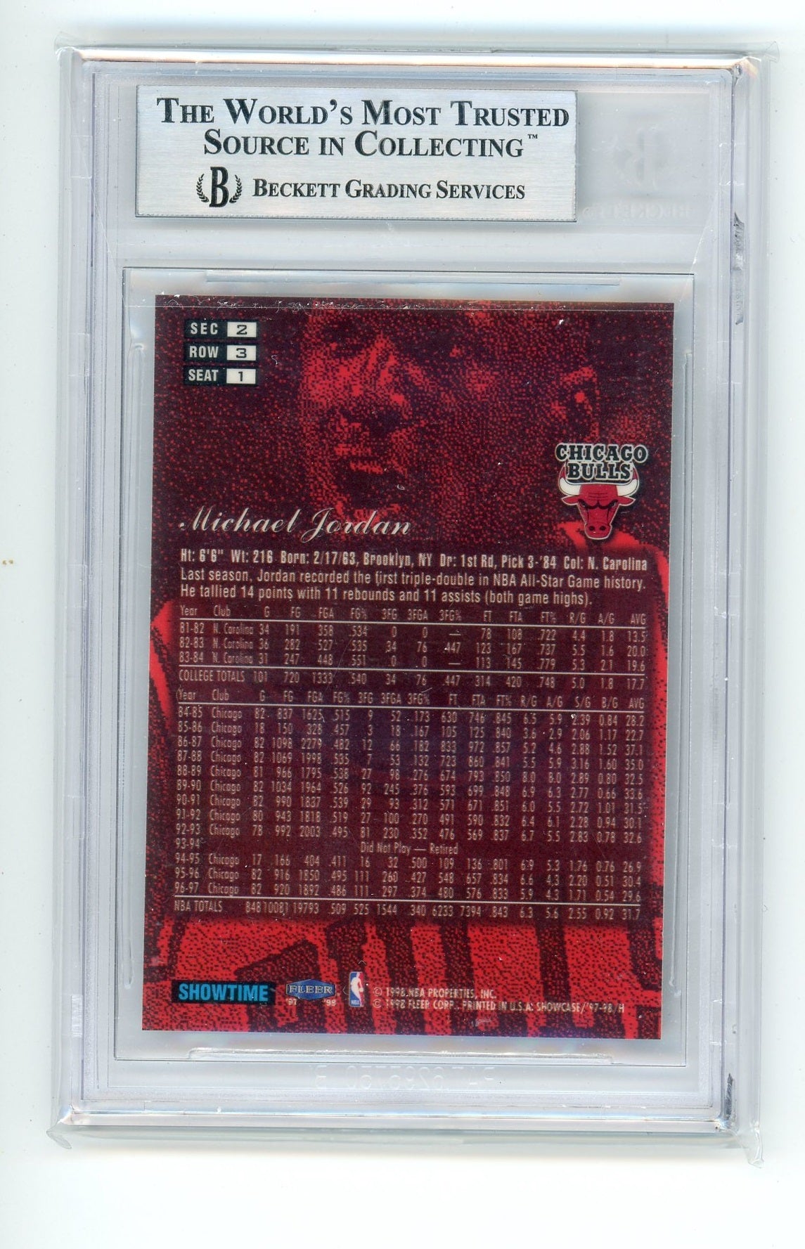 1997-98 Flair Showcase Row 3 Michael Jordan BGS 9