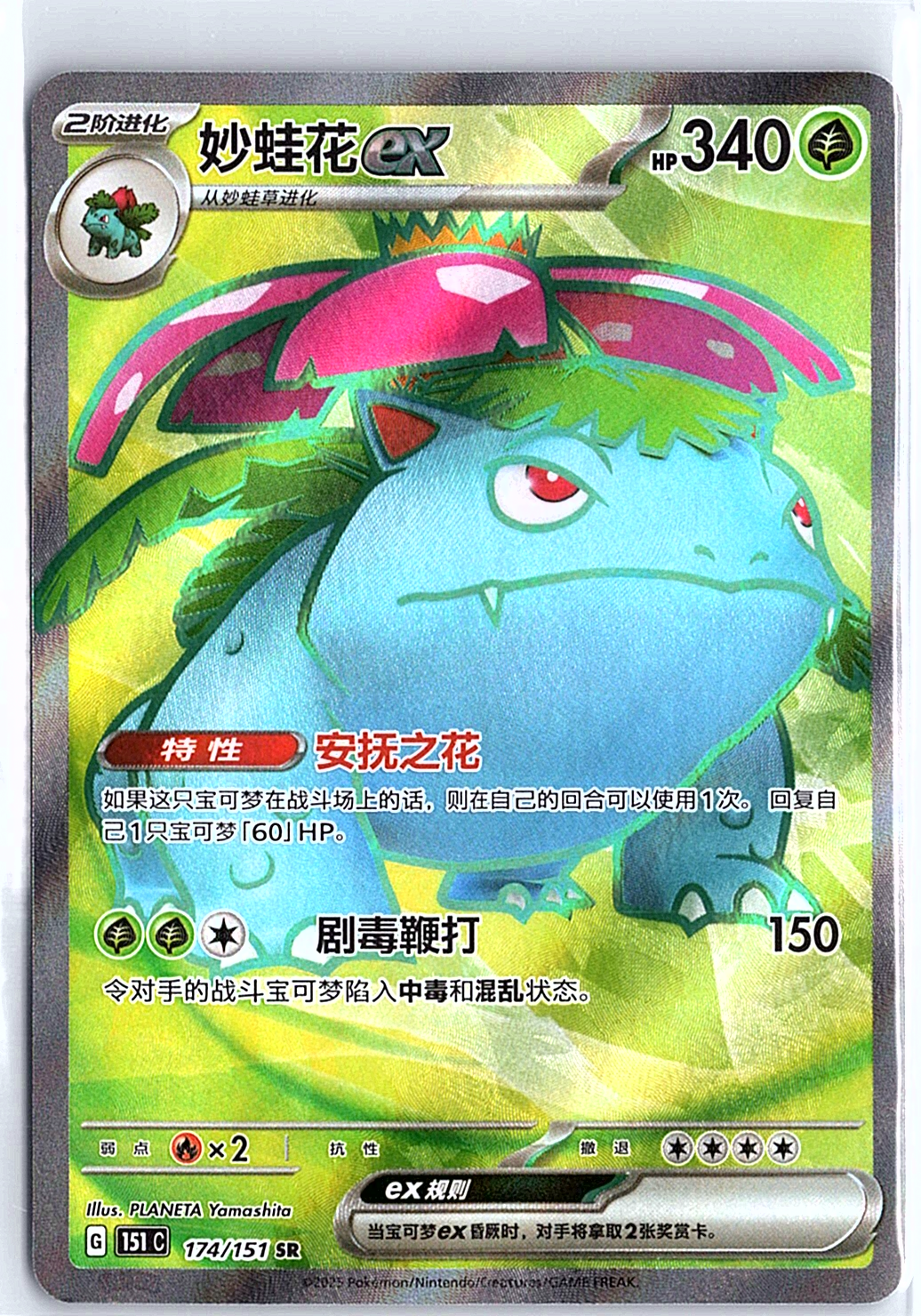 Venusaur EX 174/151 SR 151C Full Art Ultra Holo Rare TCG Chinese Pokemon