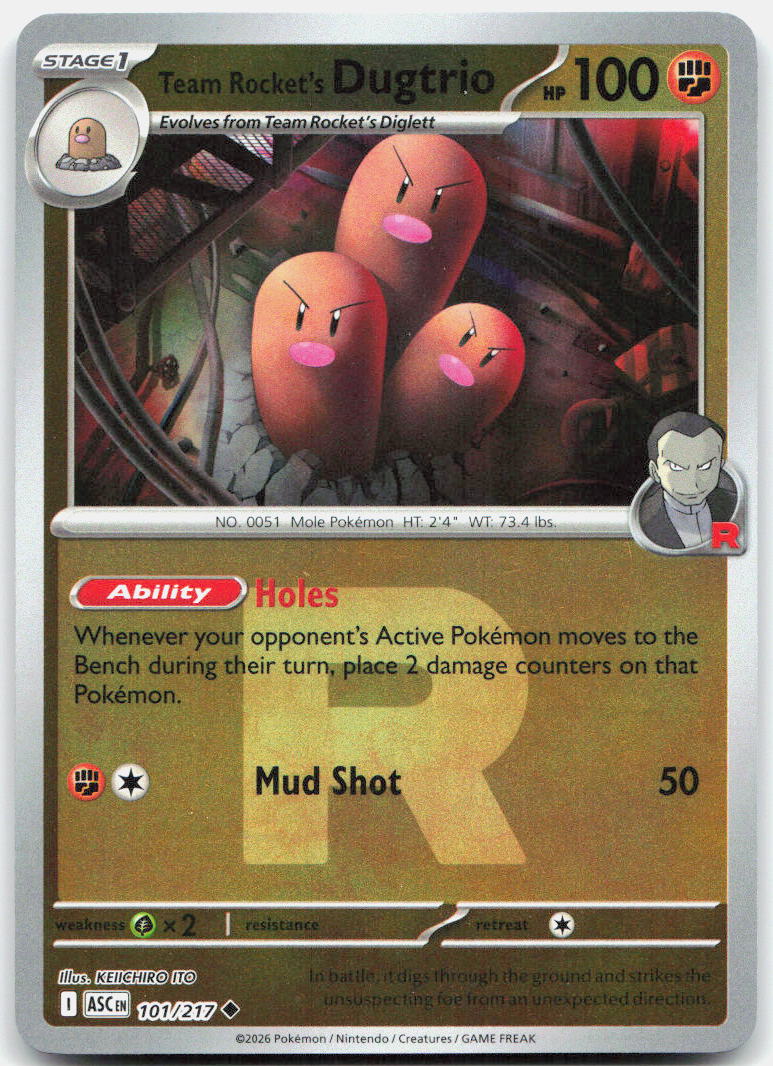 Team Rocket's Dugtrio (Team Rocket) ASC Reverse Holo NM