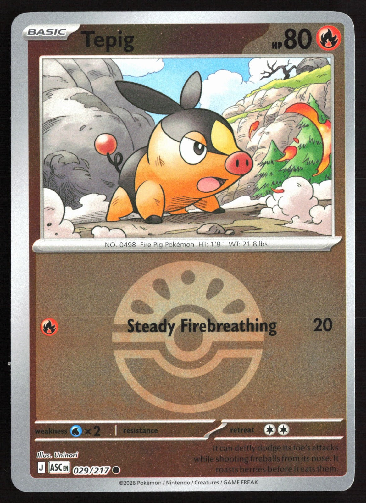Tepig (Friend Ball) ASC Reverse Holo NM