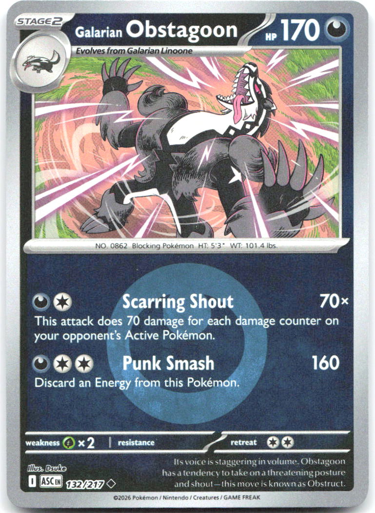 Galarian Obstagoon (Energy Symbol Pattern) ASC Reverse Holo NM