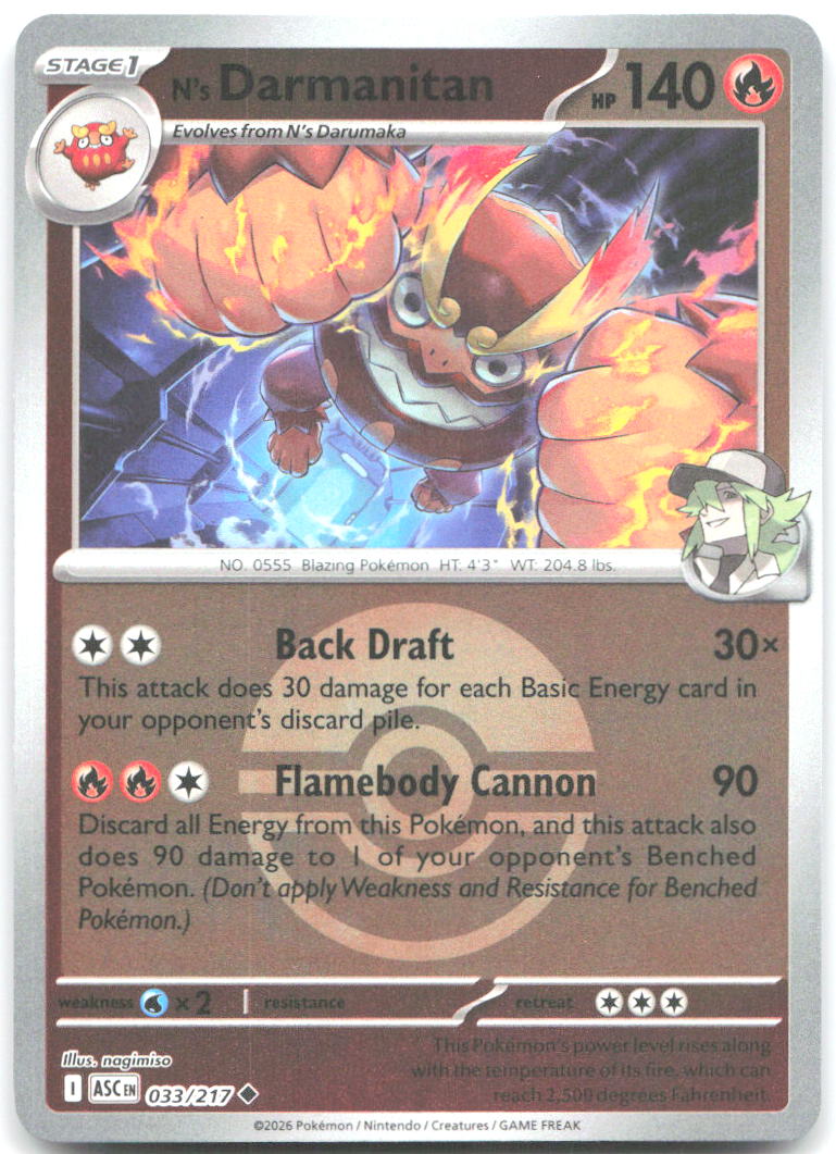 N's Darmanitan (Poke Ball) ASC Reverse Holo NM