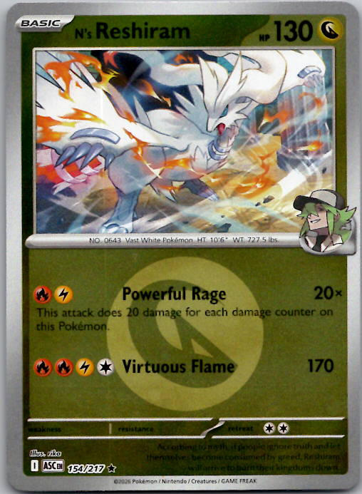 N's Reshiram (Energy Symbol Pattern) ASC Reverse Holo NM