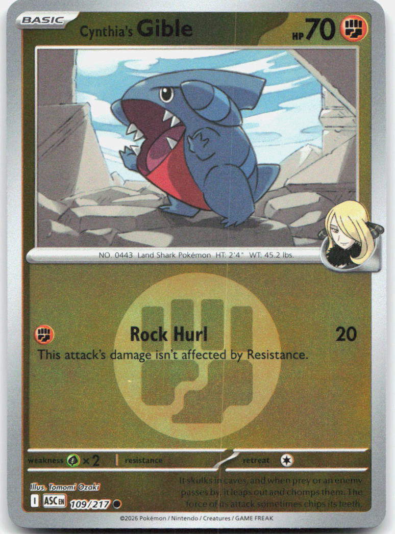 Cynthia's Gible (Energy Symbol Pattern) ASC Reverse Holo NM