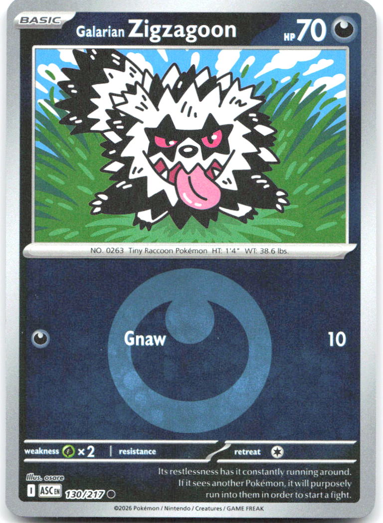 Galarian Zigzagoon (Energy Symbol Pattern) ASC Reverse Holo NM