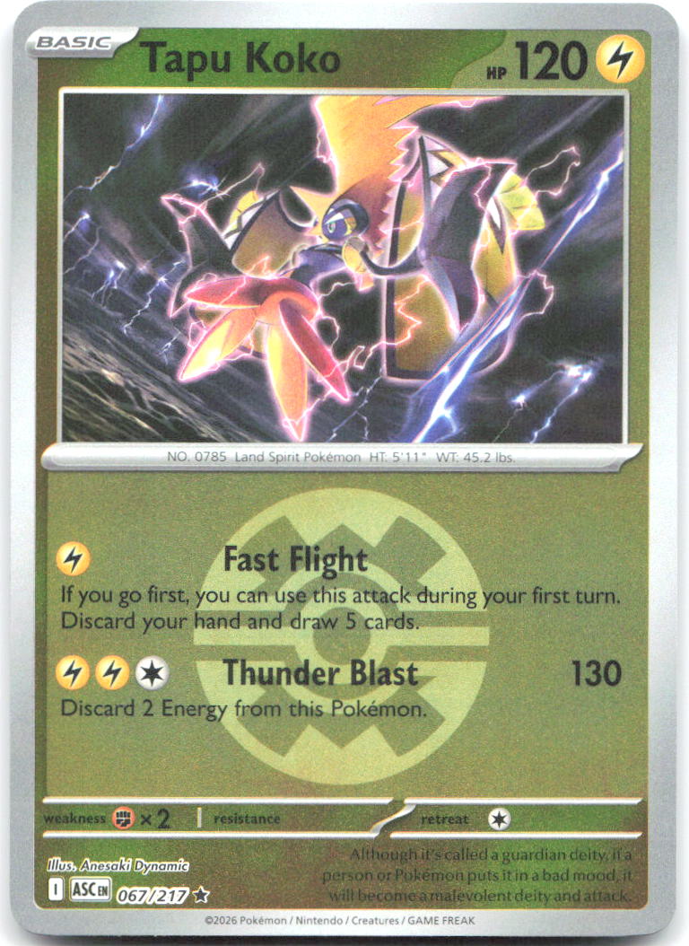 Tapu Koko (Quick Ball) ASC Reverse Holo NM