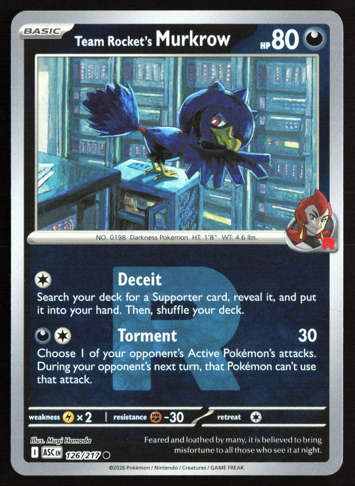 Team Rocket's Murkrow (Team Rocket) ASC Reverse Holo NM