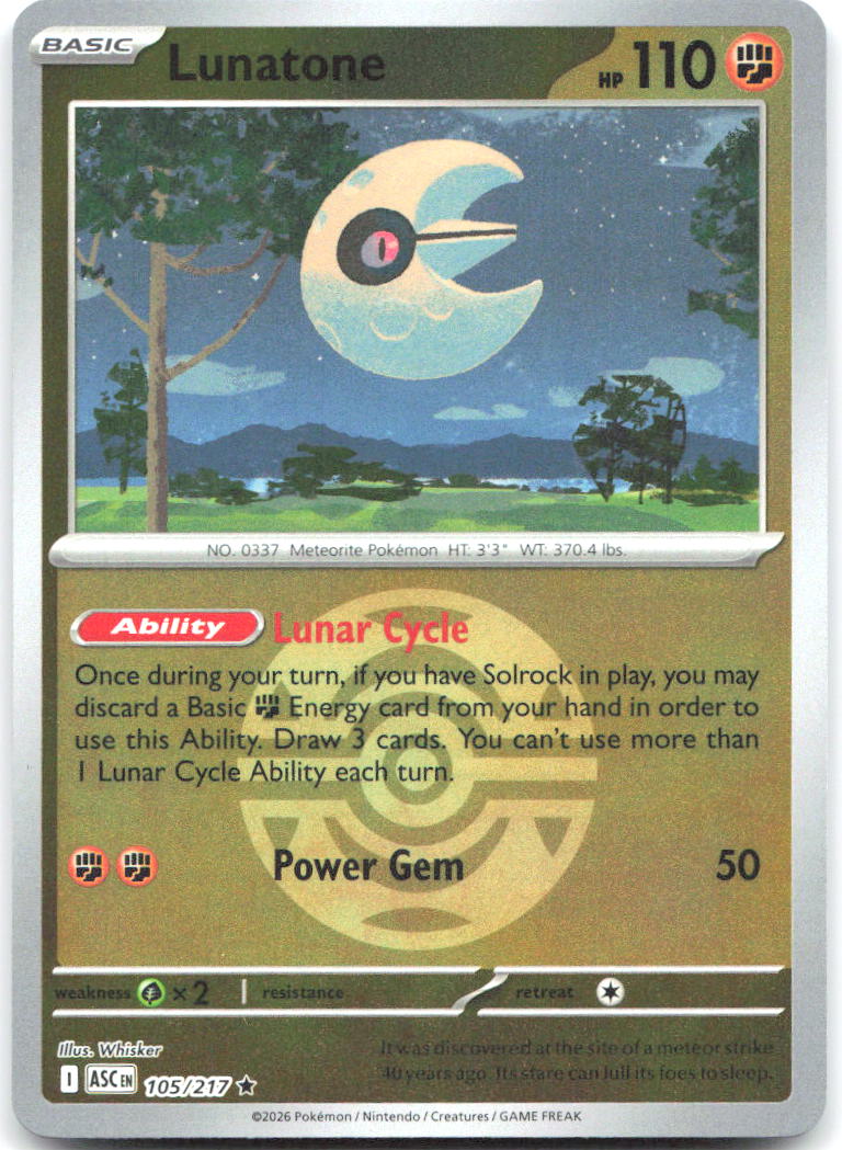 Lunatone (Dusk Ball) ASC Reverse Holo NM