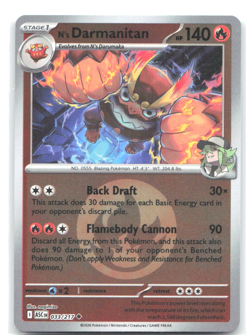 N's Darmanitan (Energy Symbol Pattern) ASC Reverse Holo NM
