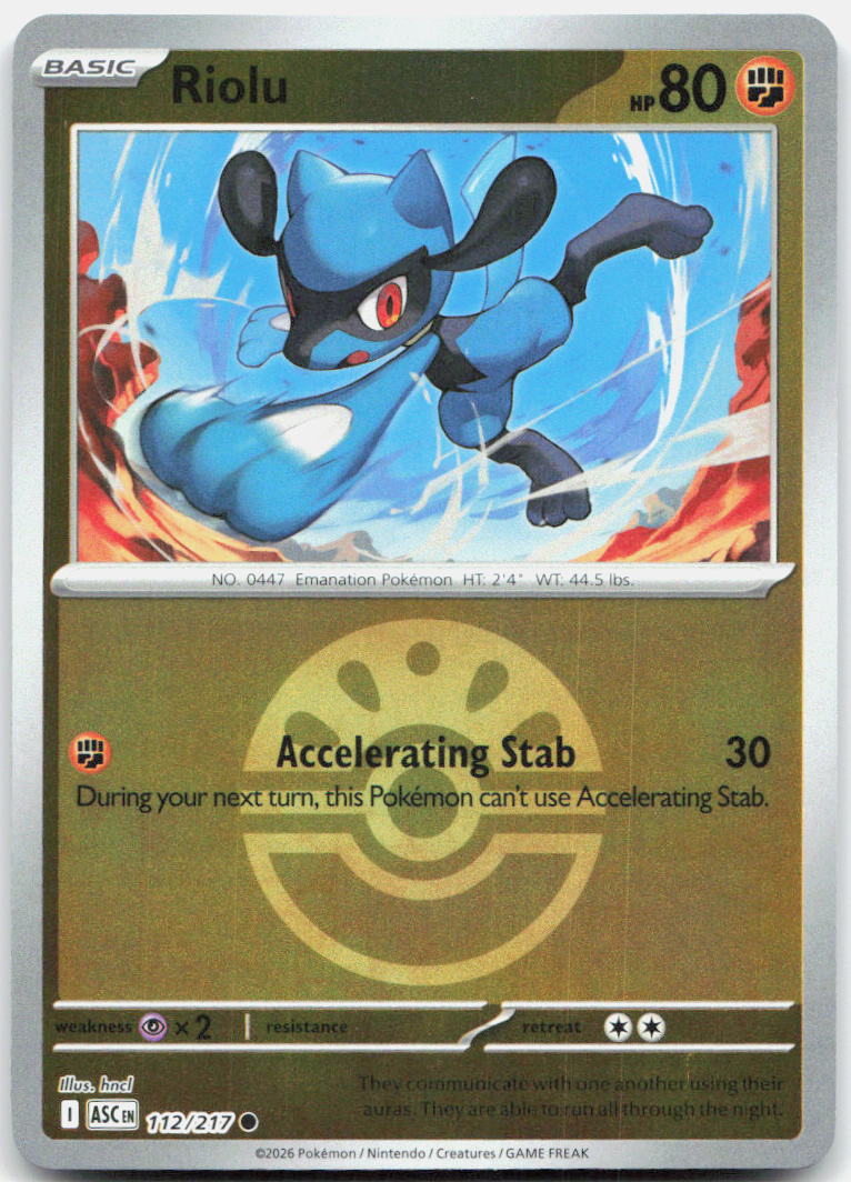 Riolu (Friend Ball) ASC Reverse Holo NM