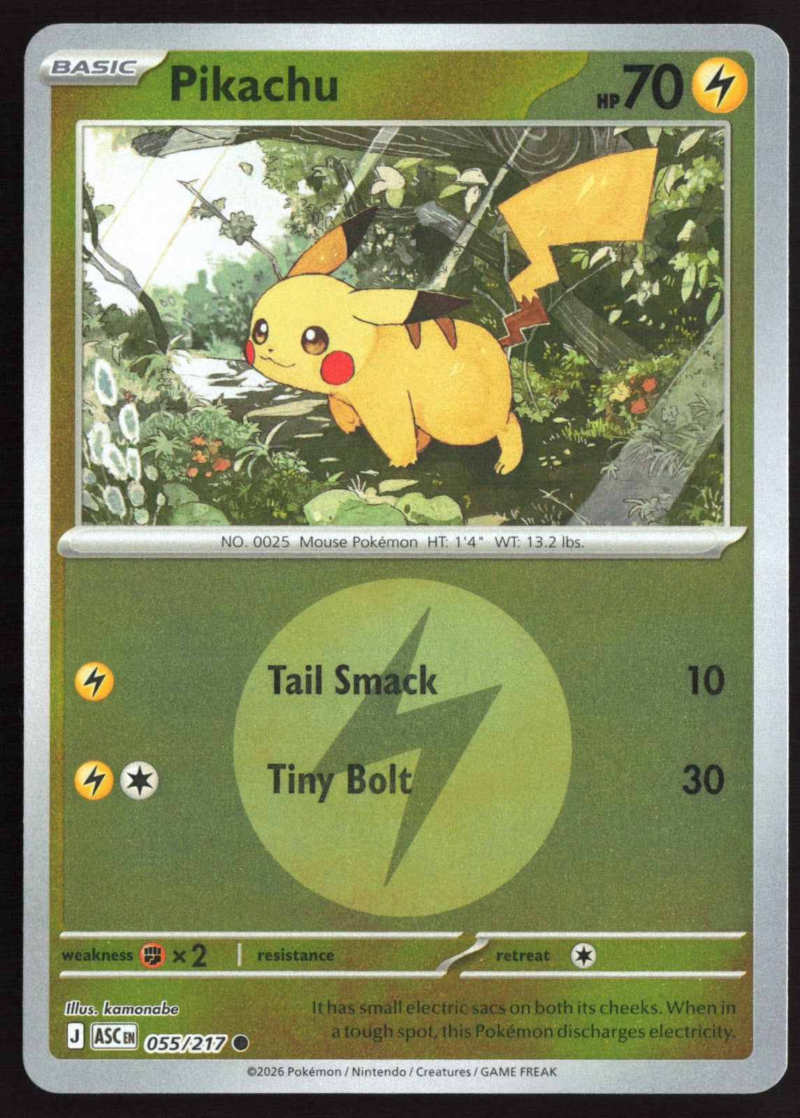 Pikachu (Energy Symbol Pattern) ASC Reverse Holo NM