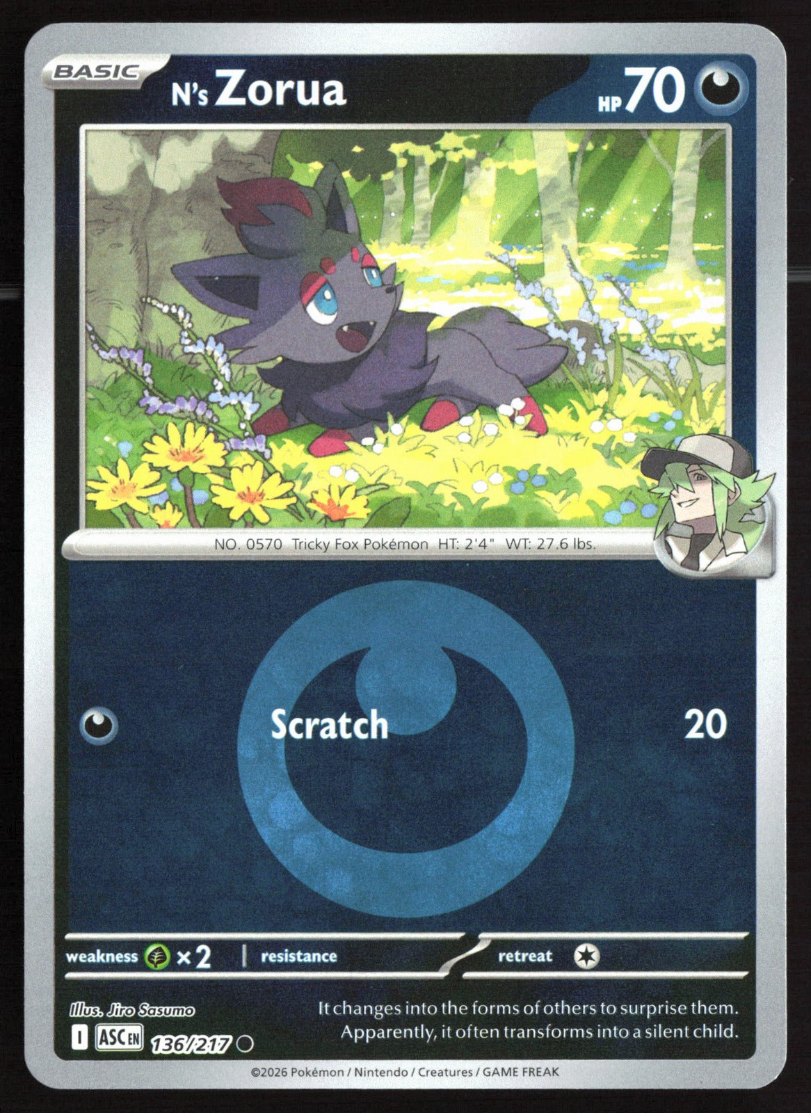 N's Zorua (Energy Symbol Pattern) ASC Reverse Holo NM