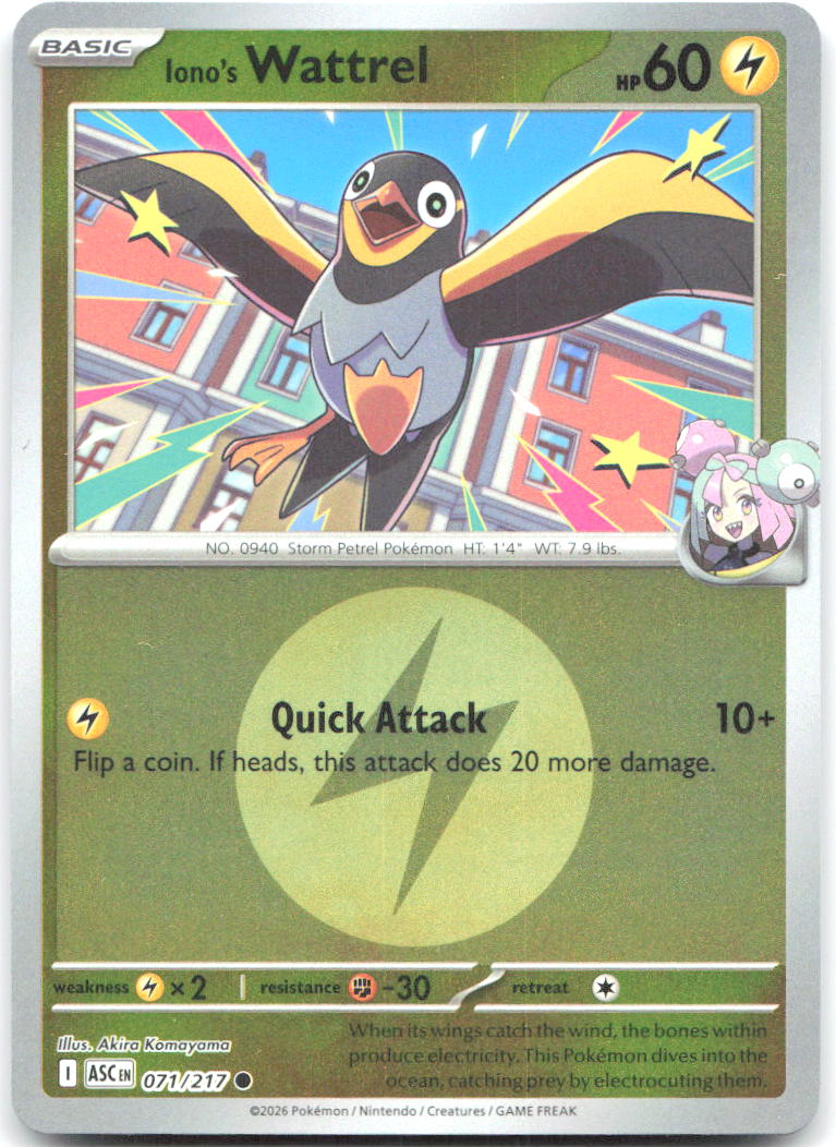 Iono's Wattrel (Energy Symbol Pattern) ASC Reverse Holo NM