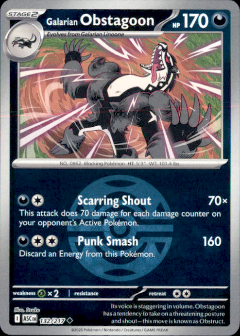 Galarian Obstagoon (Dusk Ball) ASC Reverse Holo NM