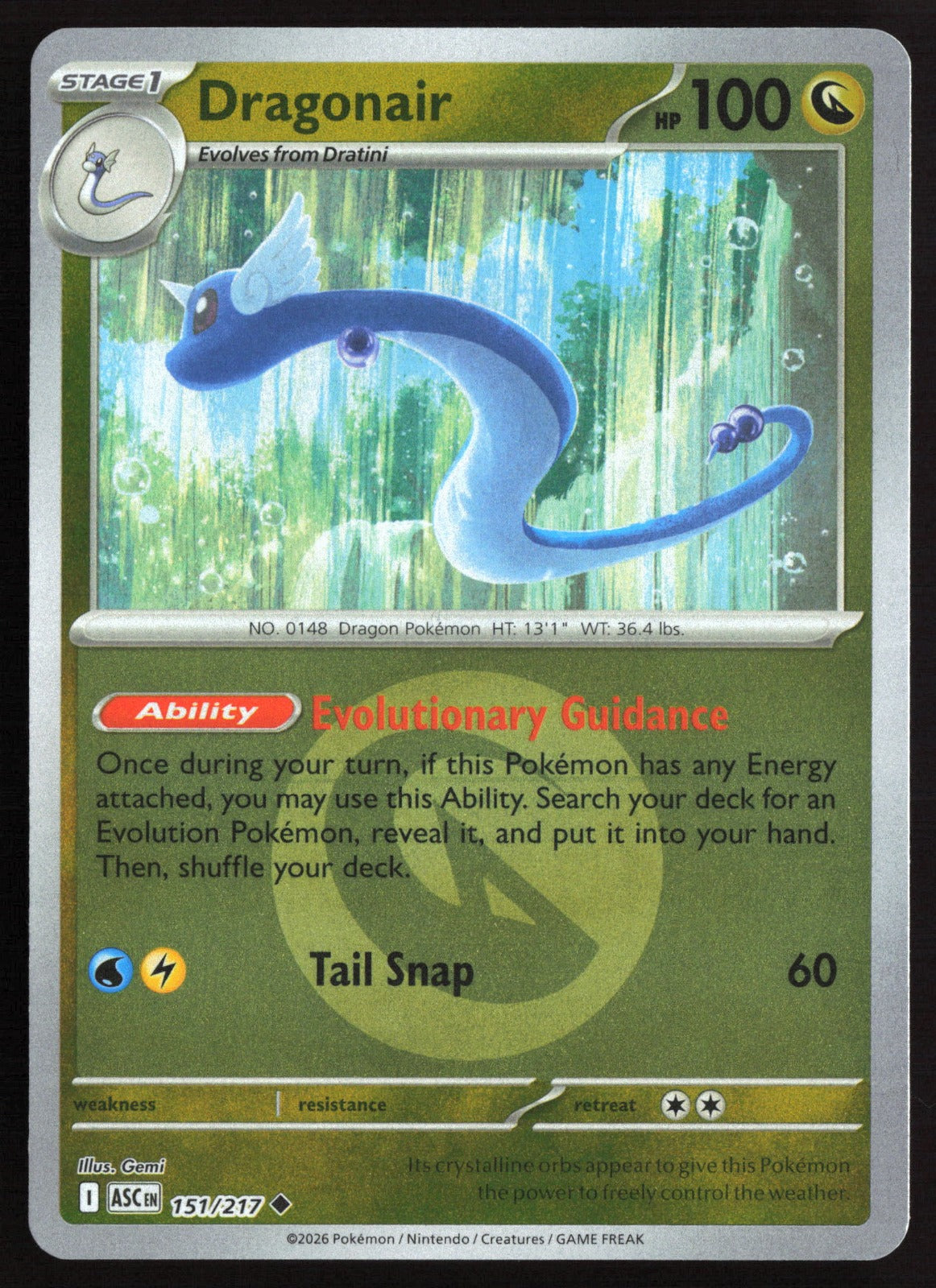 Dragonair (Energy Symbol Pattern) ASC Reverse Holo NM