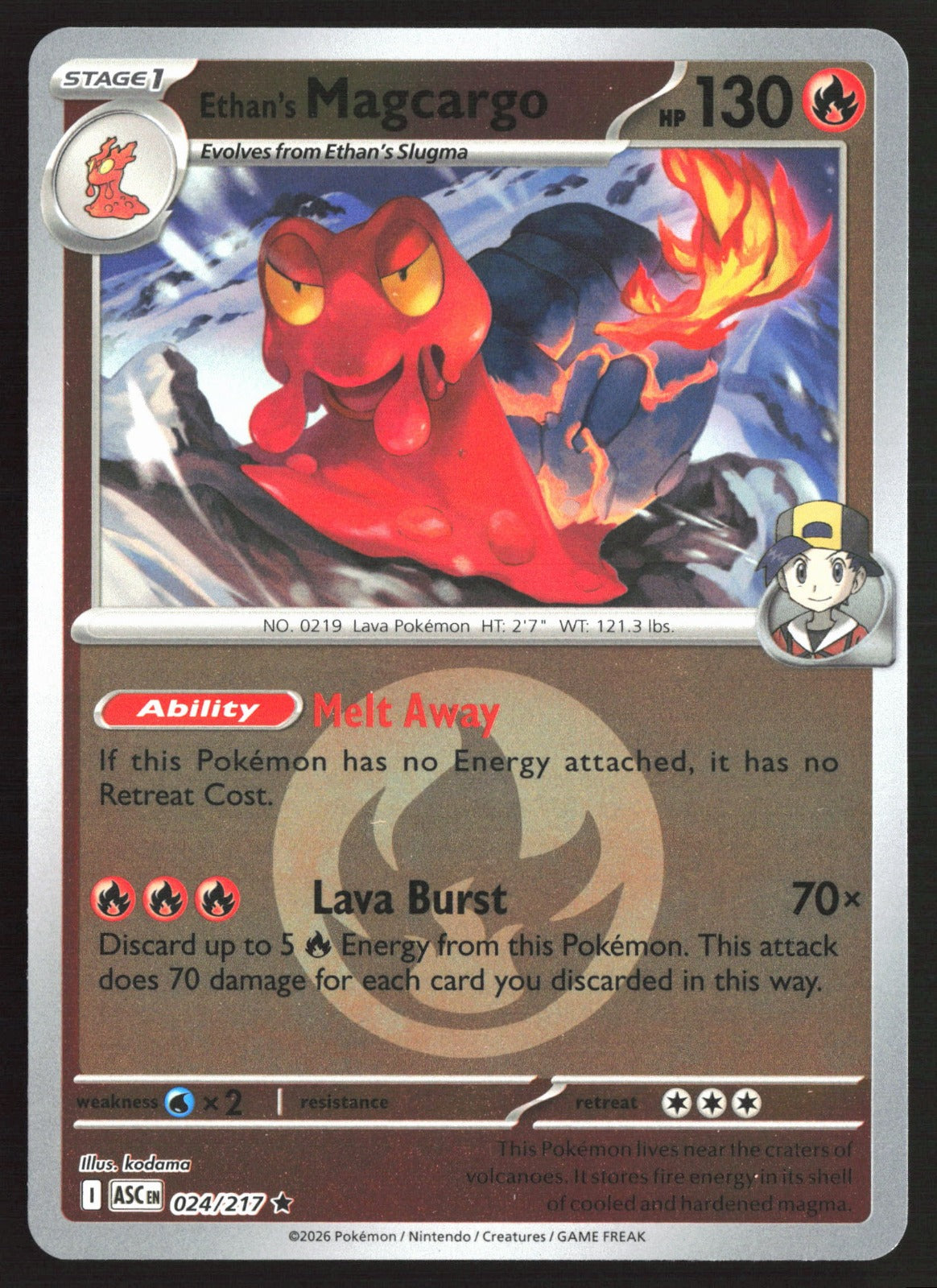 Ethan's Magcargo (Energy Symbol Pattern) ASC Reverse Holo NM