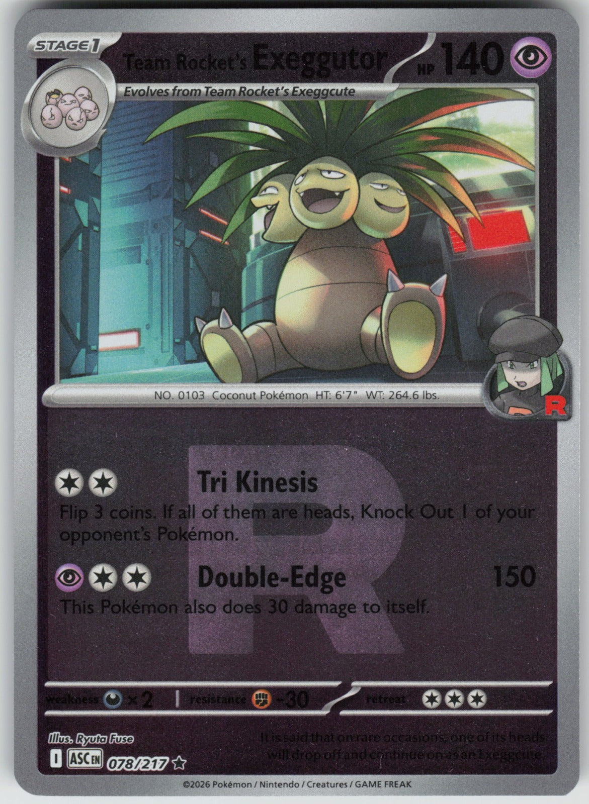 Team Rocket's Exeggutor (Team Rocket) ASC Reverse Holo NM